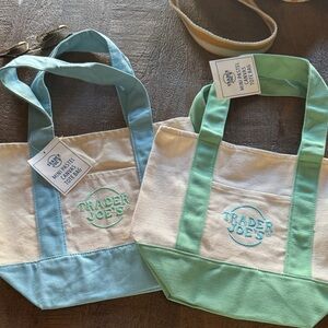 Set of two trader joes mini canvas totes